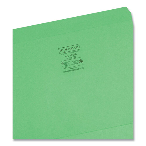 SMD12110 - Smead - Reinforced Top Tab Colored File Folders, Straight Tabs, Letter Size, 0.75&quot; Expansion, Green, 100/Box