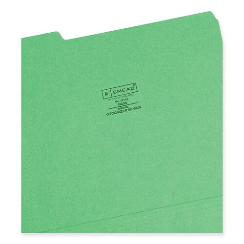 SMD12143 - Smead - Colored File Folders, 1/3-Cut Tabs: Assorted, Letter Size, 0.75&quot; Expansion, Green, 100/Box