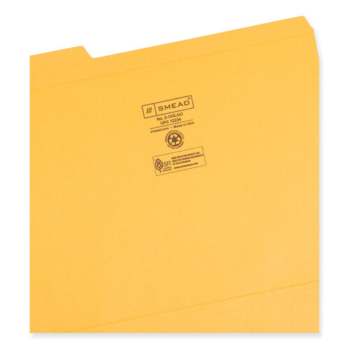 SMD12234 - Smead - Reinforced Top Tab Colored File Folders, 1/3-Cut Tabs: Assorted, Letter Size, 0.75&quot; Expansion, Goldenrod, 100/Box