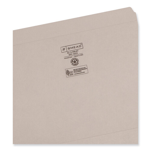 SMD12310 - Smead - Reinforced Top Tab Colored File Folders, Straight Tabs, Letter Size, 0.75&quot; Expansion, Gray, 100/Box