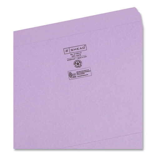 SMD12410 - Smead - Reinforced Top Tab Colored File Folders, Straight Tabs, Letter Size, 0.75&quot; Expansion, Lavender, 100/Box