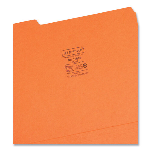SMD12543 - Smead - Colored File Folders, 1/3-Cut Tabs: Assorted, Letter Size, 0.75&quot; Expansion, Orange, 100/Box