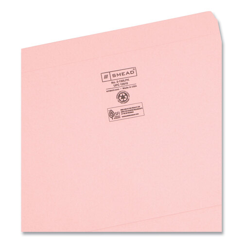 SMD12610 - Smead - Reinforced Top Tab Colored File Folders, Straight Tabs, Letter Size, 0.75&quot; Expansion, Pink, 100/Box