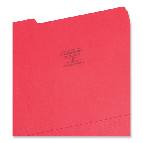 SMD12743 - Smead - Colored File Folders, 1/3-Cut Tabs: Assorted, Letter Size, 0.75&quot; Expansion, Red, 100/Box
