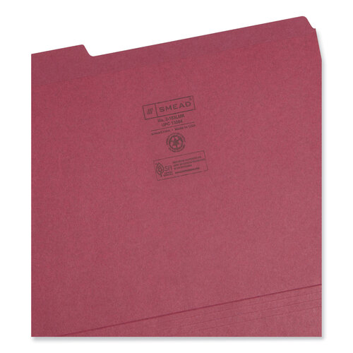 SMD13084 - Smead - Reinforced Top Tab Colored File Folders, 1/3-Cut Tabs: Assorted, Letter Size, 0.75&quot; Expansion, Maroon, 100/Box