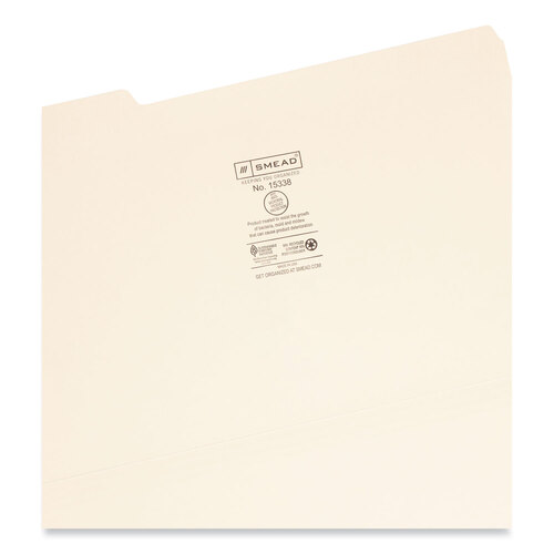 SMD15338 - Smead - Top Tab File Folders with Antimicrobial Product Protection, 1/3-Cut Tabs: Assorted, Legal, 0.75&quot; Expansion, Manila, 100/Box