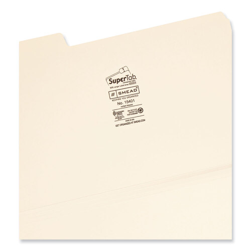 SMD15401 - Smead - SuperTab Top Tab File Folders, 1/3-Cut Tabs: Assorted, Legal Size, 0.75&quot; Expansion, 14-pt Manila, 50/Box