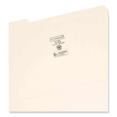 SMD15434 - Smead - Reinforced Tab Manila File Folders, 1/3-Cut Tabs: Assorted, Legal Size, 0.75&quot; Expansion, 14-pt Manila, 100/Box