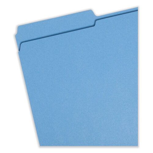 SMD17034 - Smead - Reinforced Top Tab Colored File Folders, 1/3-Cut Tabs: Assorted, Legal Size, 0.75&quot; Expansion, Blue, 100/Box