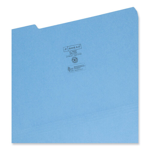 SMD17043 - Smead - Colored File Folders, 1/3-Cut Tabs: Assorted, Legal Size, 0.75&quot; Expansion, Blue, 100/Box