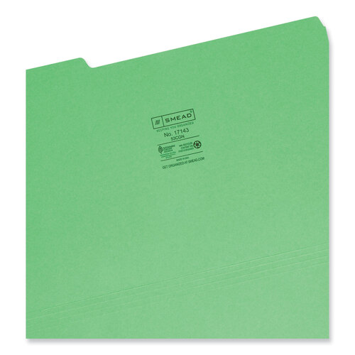 SMD17143 - Smead - Colored File Folders, 1/3-Cut Tabs: Assorted, Legal Size, 0.75&quot; Expansion, Green, 100/Box