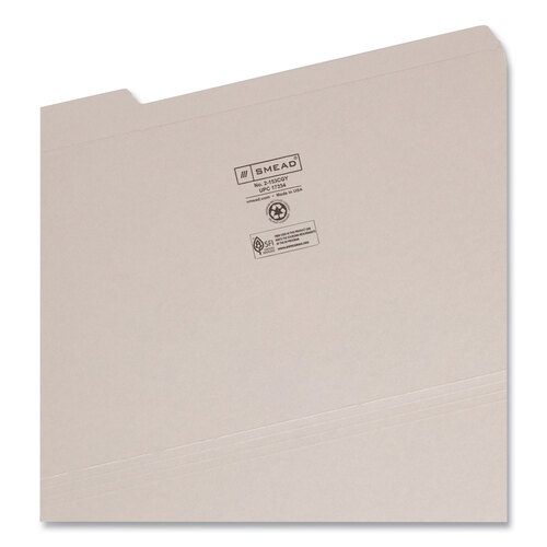 SMD17334 - Smead - Reinforced Top Tab Colored File Folders, 1/3-Cut Tabs: Assorted, Legal Size, 0.75&quot; Expansion, Gray, 100/Box