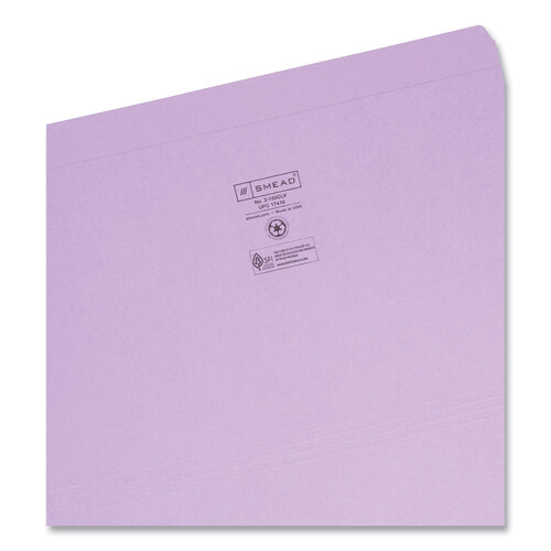 SMD17410 - Smead - Reinforced Top Tab Colored File Folders, Straight Tabs, Legal Size, 0.75&quot; Expansion, Lavender, 100/Box