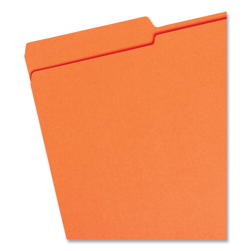 SMD17534 - Smead - Reinforced Top Tab Colored File Folders, 1/3-Cut Tabs: Assorted, Legal Size, 0.75&quot; Expansion, Orange, 100/Box
