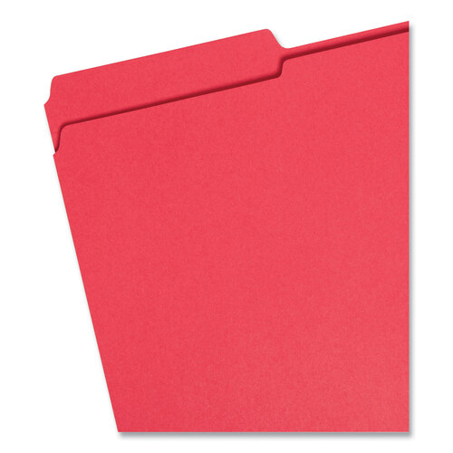SMD17734 - Smead - Reinforced Top Tab Colored File Folders, 1/3-Cut Tabs: Assorted, Legal Size, 0.75&quot; Expansion, Red, 100/Box