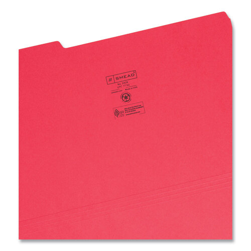 SMD17743 - Smead - Colored File Folders, 1/3-Cut Tabs: Assorted, Legal Size, 0.75&quot; Expansion, Red, 100/Box