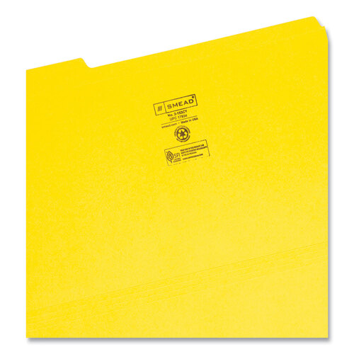 SMD17934 - Smead - Reinforced Top Tab Colored File Folders, 1/3-Cut Tabs: Assorted, Legal Size, 0.75&quot; Expansion, Yellow, 100/Box