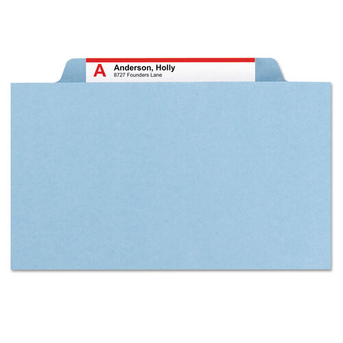 SMD18730 - Smead - Four-Section Pressboard Top Tab Classification Folders, Four SafeSHIELD Fasteners, 1 Divider, Legal Size, Blue, 10/Box