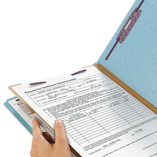 SMD18730 - Smead - Four-Section Pressboard Top Tab Classification Folders, Four SafeSHIELD Fasteners, 1 Divider, Legal Size, Blue, 10/Box