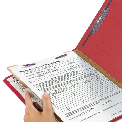 SMD18731 - Smead - Four-Section Pressboard Top Tab Classification Folders, Four SafeSHIELD Fasteners, 1 Divider, Legal Size, Bright Red, 10/Box