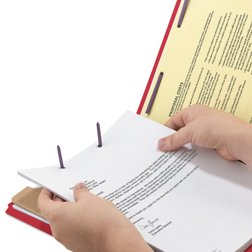 SMD18731 - Smead - Four-Section Pressboard Top Tab Classification Folders, Four SafeSHIELD Fasteners, 1 Divider, Legal Size, Bright Red, 10/Box