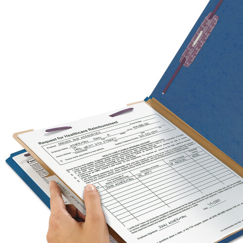 SMD18732 - Smead - Four-Section Pressboard Top Tab Classification Folders, Four SafeSHIELD Fasteners, 1 Divider, Legal Size, Dark Blue, 10/Box
