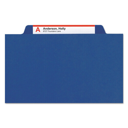 SMD18732 - Smead - Four-Section Pressboard Top Tab Classification Folders, Four SafeSHIELD Fasteners, 1 Divider, Legal Size, Dark Blue, 10/Box
