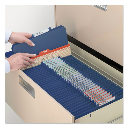 SMD18732 - Smead - Four-Section Pressboard Top Tab Classification Folders, Four SafeSHIELD Fasteners, 1 Divider, Legal Size, Dark Blue, 10/Box