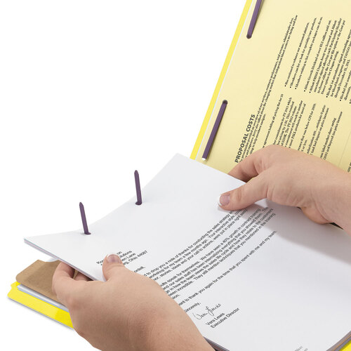 SMD18734 - Smead - Four-Section Pressboard Top Tab Classification Folders, Four SafeSHIELD Fasteners, 1 Divider, Legal Size, Yellow, 10/Box