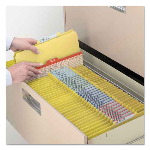 SMD18734 - Smead - Four-Section Pressboard Top Tab Classification Folders, Four SafeSHIELD Fasteners, 1 Divider, Legal Size, Yellow, 10/Box