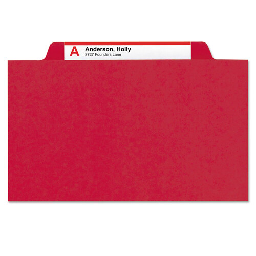 SMD19031 - Smead - Six-Section Pressboard Top Tab Classification Folders, Six SafeSHIELD Fasteners, 2 Dividers, Legal Size, Bright Red, 10/Box