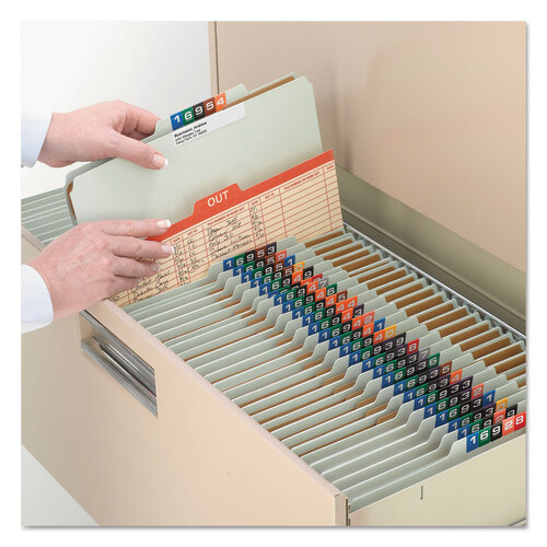 SMD19091 - Smead - Pressboard Classification Folders, Eight SafeSHIELD Fasteners, 2/5-Cut Tabs, 3 Dividers, Legal Size, Gray-Green, 10/Box