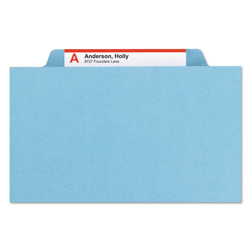 SMD19094 - Smead - Eight-Section Pressboard Top Tab Classification Folders, Eight SafeSHIELD Fasteners, 3 Dividers, Legal Size, Blue, 10/Box