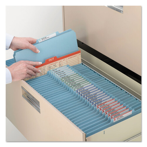SMD19094 - Smead - Eight-Section Pressboard Top Tab Classification Folders, Eight SafeSHIELD Fasteners, 3 Dividers, Legal Size, Blue, 10/Box