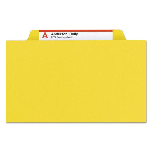 SMD19098 - Smead - Eight-Section Pressboard Top Tab Classification Folders, Eight SafeSHIELD Fasteners, 3 Dividers, Legal Size, Yellow, 10/Box
