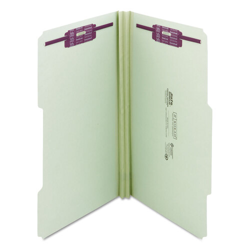 SMD19982 - Smead - Recycled Pressboard Folders, Two SafeSHIELD Coated Fasteners, 2/5-Cut: R of C, 2&quot; Expansion, Legal Size, Gray-Green, 25/Box