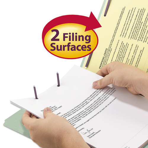 SMD19982 - Smead - Recycled Pressboard Folders, Two SafeSHIELD Coated Fasteners, 2/5-Cut: R of C, 2&quot; Expansion, Legal Size, Gray-Green, 25/Box