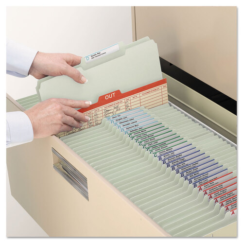 SMD19982 - Smead - Recycled Pressboard Folders, Two SafeSHIELD Coated Fasteners, 2/5-Cut: R of C, 2&quot; Expansion, Legal Size, Gray-Green, 25/Box