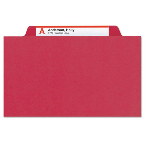 SMD21538 - Smead - Expanding Recycled Heavy Pressboard Folders, 1/3-Cut Tabs: Assorted, Letter Size, 1&quot; Expansion, Bright Red, 25/Box