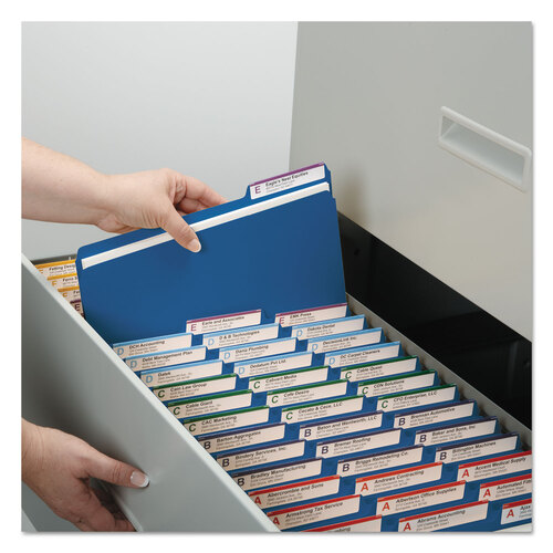 SMD21541 - Smead - Expanding Recycled Heavy Pressboard Folders, 1/3-Cut Tabs: Assorted, Letter Size, 1&quot; Expansion, Dark Blue, 25/Box