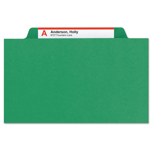 SMD21546 - Smead - Expanding Recycled Heavy Pressboard Folders, 1/3-Cut Tabs: Assorted, Letter Size, 1&quot; Expansion, Green, 25/Box