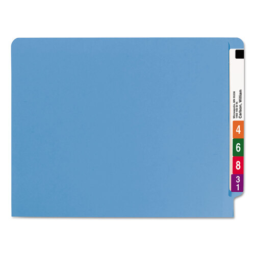 SMD25010 - Smead - Shelf-Master Reinforced End Tab Colored Folders, Straight Tabs, Letter Size, 0.75&quot; Expansion, Blue, 100/Box