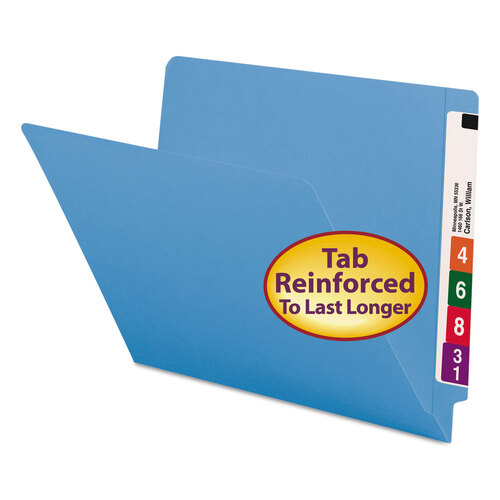 SMD25010 - Smead - Shelf-Master Reinforced End Tab Colored Folders, Straight Tabs, Letter Size, 0.75&quot; Expansion, Blue, 100/Box