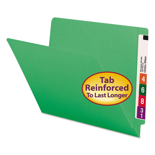 SMD25110 - Smead - Shelf-Master Reinforced End Tab Colored Folders, Straight Tabs, Letter Size, 0.75&quot; Expansion, Green, 100/Box