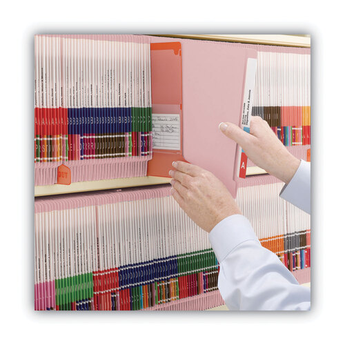 SMD25610 - Smead - Shelf-Master Reinforced End Tab Colored Folders, Straight Tabs, Letter Size, 0.75&quot; Expansion, Pink, 100/Box