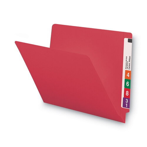 SMD25710 - Smead - Shelf-Master Reinforced End Tab Colored Folders, Straight Tabs, Letter Size, 0.75&quot; Expansion, Red, 100/Box