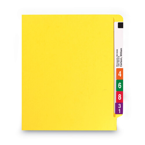 SMD25910 - Smead - Shelf-Master Reinforced End Tab Colored Folders, Straight Tabs, Letter Size, 0.75&quot; Expansion, Yellow, 100/Box