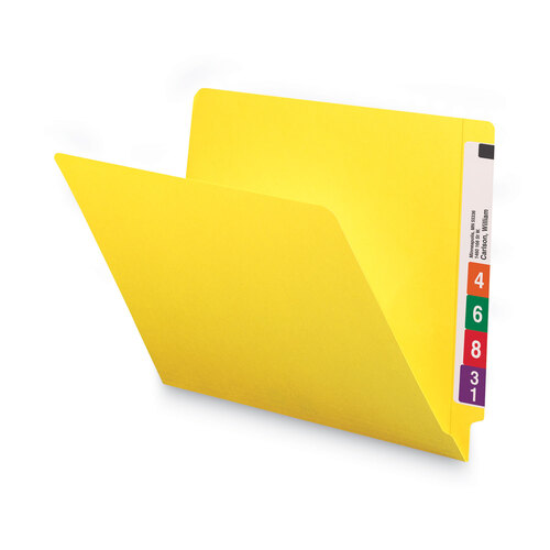 SMD25910 - Smead - Shelf-Master Reinforced End Tab Colored Folders, Straight Tabs, Letter Size, 0.75&quot; Expansion, Yellow, 100/Box