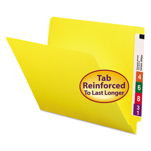 SMD25910 - Smead - Shelf-Master Reinforced End Tab Colored Folders, Straight Tabs, Letter Size, 0.75&quot; Expansion, Yellow, 100/Box