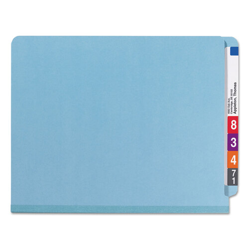 SMD26781 - Smead - End Tab Pressboard Classification Folders, Six SafeSHIELD Fasteners, 2&quot; Expansion, 2 Dividers, Letter Size, Blue, 10/Box
